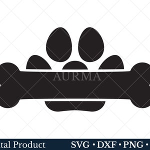 Paw Print Svg, hond bot Svg, huisdier plaat Svg, gespleten monogram Svg, huisdier medaillon Svg, silhouet Svg, gesneden bestand