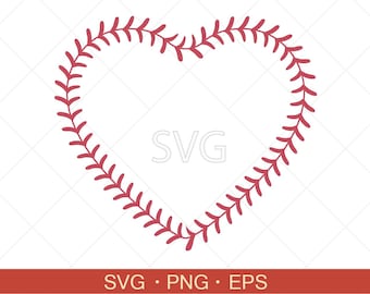 Baseball Stitches SVG, Stitched Baseball Heart SVG, Softball Laces Cut File (Digital Download)