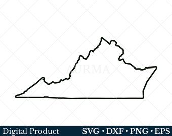 Virginia State Svg, Virginia Png, Outline Virginia Map, Patriotic Svg, Cut File, US State Map, Svg files for Cricut