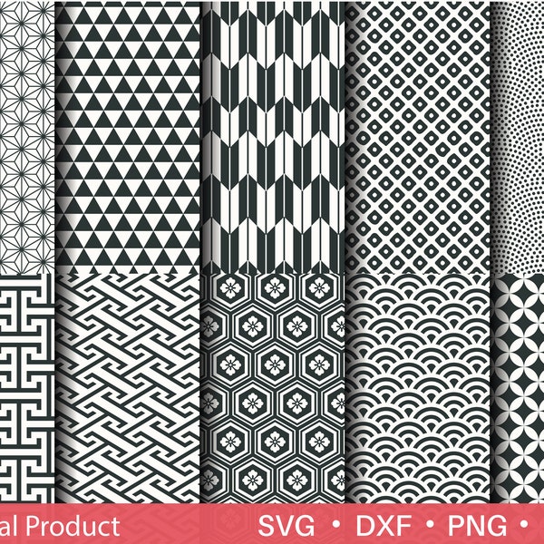 Japanese pattern svg, Japanese svg, Geometric pattern svg, Seamless pattern svg, Japanese wave svg, flower pattern svg, Digital paper svg