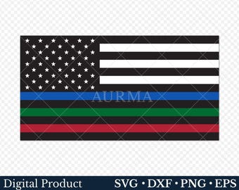 American Flag Svg, First Responders Flag Svg, US Army Svg, Military Flag Svg, Thin Blue Line, Firefighters Svg, Black and White US flag