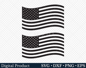 Waving Us Flag Svg, American Flag Svg, USA Flag Svg, Fourth of July Svg, Fourth of July Svg, Monochrome us flag, Silhouette Svg