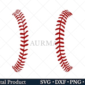 May include: Red baseball stitch design, isolated on a white background. This graphic design is perfect for creating custom apparel, home decor, and more.