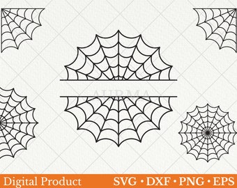 Spider web svg, Spider web split name frame, corner spider web svg, Halloween svg, Halloween cut file, spiderweb clipart, Spiderweb svg
