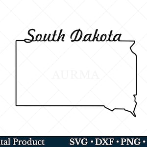 État du Dakota du Sud Svg, Png du Dakota du Sud, Carte du Dakota du Sud, Typographie rétro, Svg patriotique, Fichier coupé, Carte de l’État des États-Unis