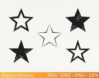 Star Silhouette SVG, PNG, DXF Clipart (Digital Download)