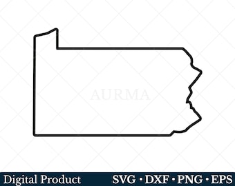 Pennsylvania State Svg, Pennsylvania Png, Outline Pennsylvania Map, Patriotic Svg, Cut File, US State Map, Svg files for Cricut