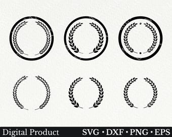 Laurel wreath svg, Floral wreath svg, Wreath svg, Laurel leaves svg, Circle frame svg, Laurel award svg, Svg files for cricut