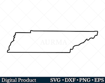 Tennessee State Svg, Tennessee Png, Outline Tennessee Map, Patriotic Svg, Cut File, US State Map, Svg files for Cricut