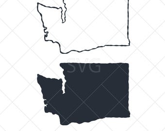 Washington State Map SVG, PNG file. Washington contour and silhouette. Digital Download