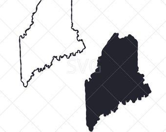 Maine State Map SVG, PNG file. Maine contour and silhouette. Digital Download