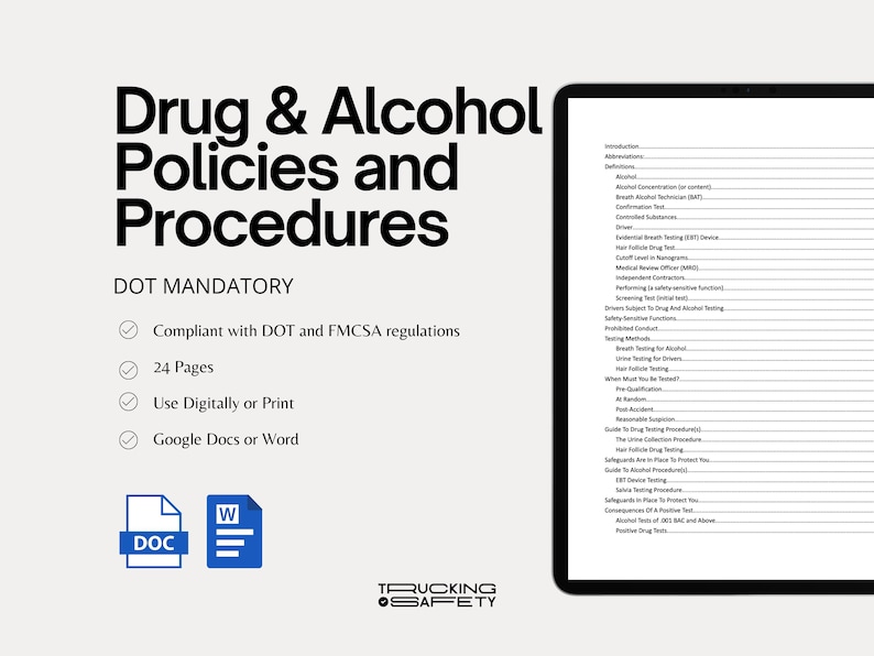 Drug & Alcohol Policies and Procedures for Trucking Companies DOT