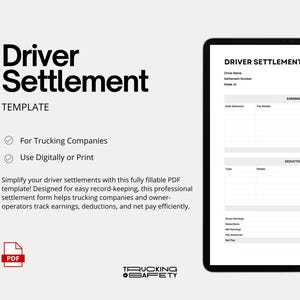 Trucking Driver Settlement Template – Fillable PDF Download