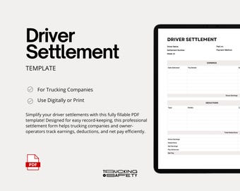 Trucking Driver Settlement Template – Fillable PDF Download