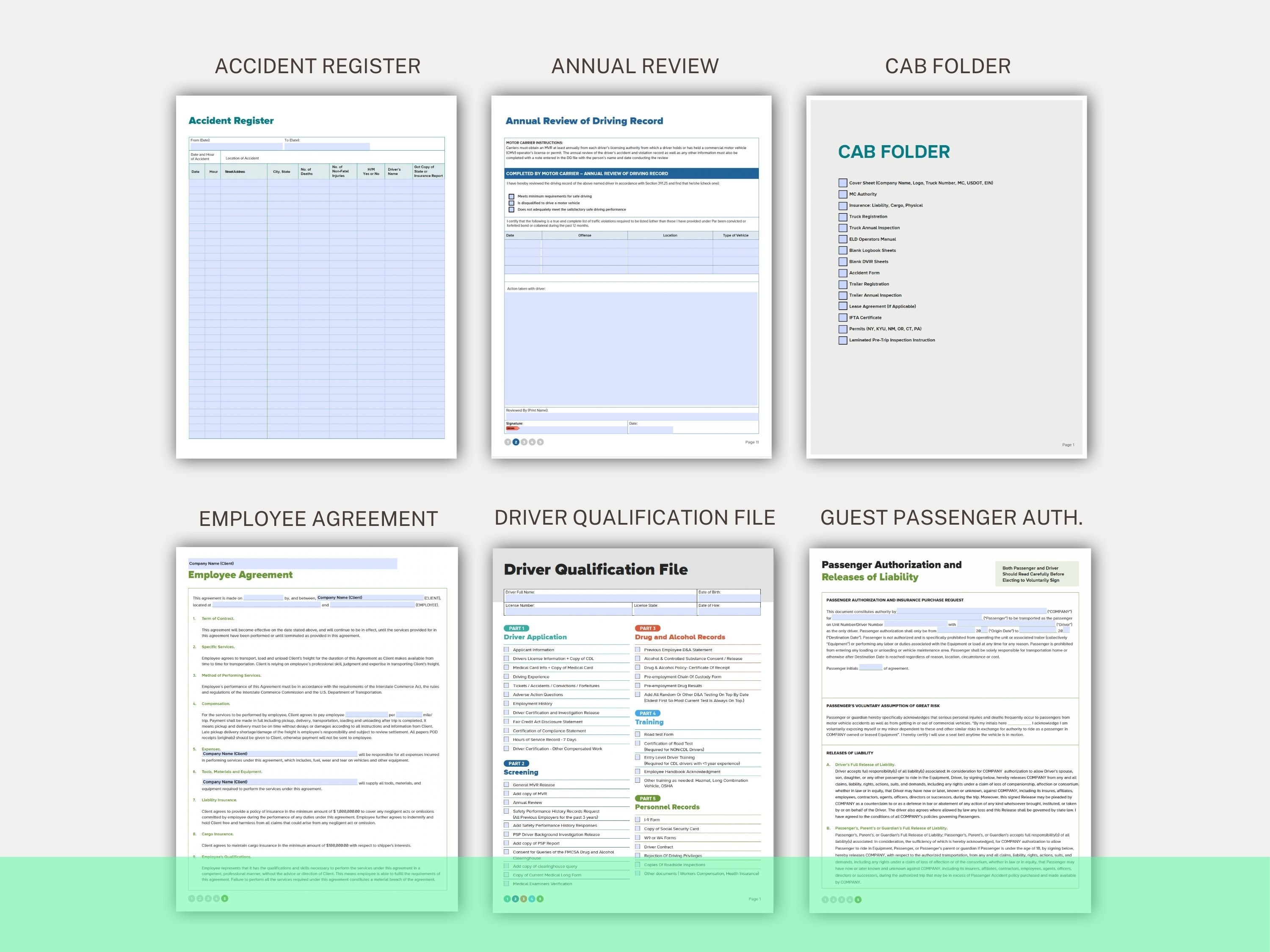 Trucking Company Compliance Forms Bundle | FMCSA (PDF) - Etsy