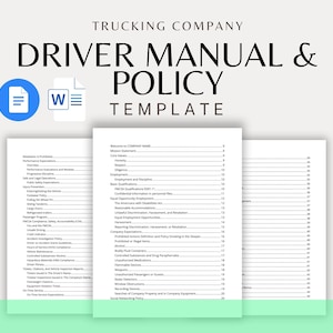 Driver Manual and Policy | Trucking Company Policy