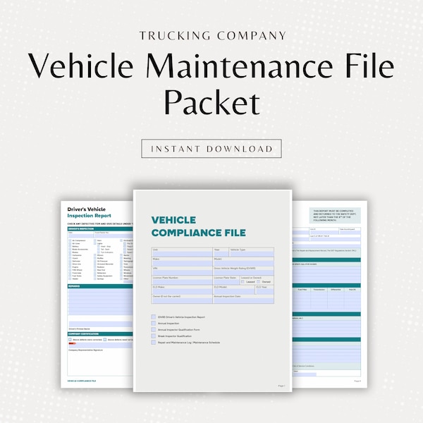 Truck Maintenance File | Vehicle Maintenance Forms | Trucking Company Forms