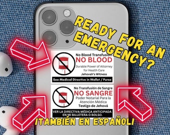 JW NO Blood || Stickers faciles à décoller en anglais ou en espagnol Cadeaux faits main Témoins de Jéhovah (packs)