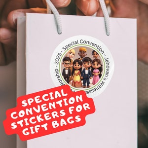 Rollo de calcomanías Convención Especial 2025 Adoración Pura Edición Infantil de TJ Calcomanías para bolsas de regalo y cartas de campaña Tamaño 1" o 2"