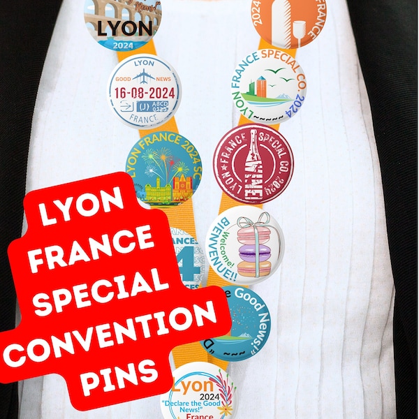 FRANCE LYON Convention spéciale 2024 C'est la bonne nouvelle ! Cadeaux d'épingles à boutons (packs de 10 à 100)