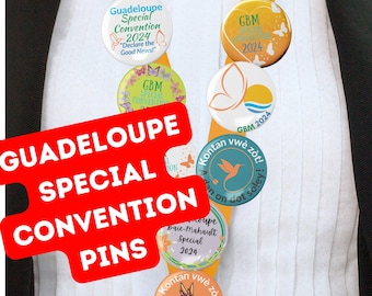 GUADELOUPE BAIE MAHAULT Special Convention 2024 Declare Good News Button Pin Handmade Gifts ( Bundle Packs from 10 - 100 )