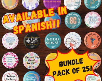 Special Convention 2024 Declare Good News English or Spanish Handmade Button Gifts || English or Spanish Bundle Pack of 25