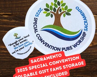 Round Foldable Collapsible Gift Fan, Sacramento, Special Convention, Pure Worship, Testigos de Jehova, jworg, jw org, Jehovah s witnesses