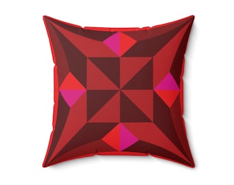 Deep Red Pillow, Cushion Cover Case and Pillow, Home Fashions, Home Gift, Red Throw Cushion, Modern Bold Geometric Home Decor