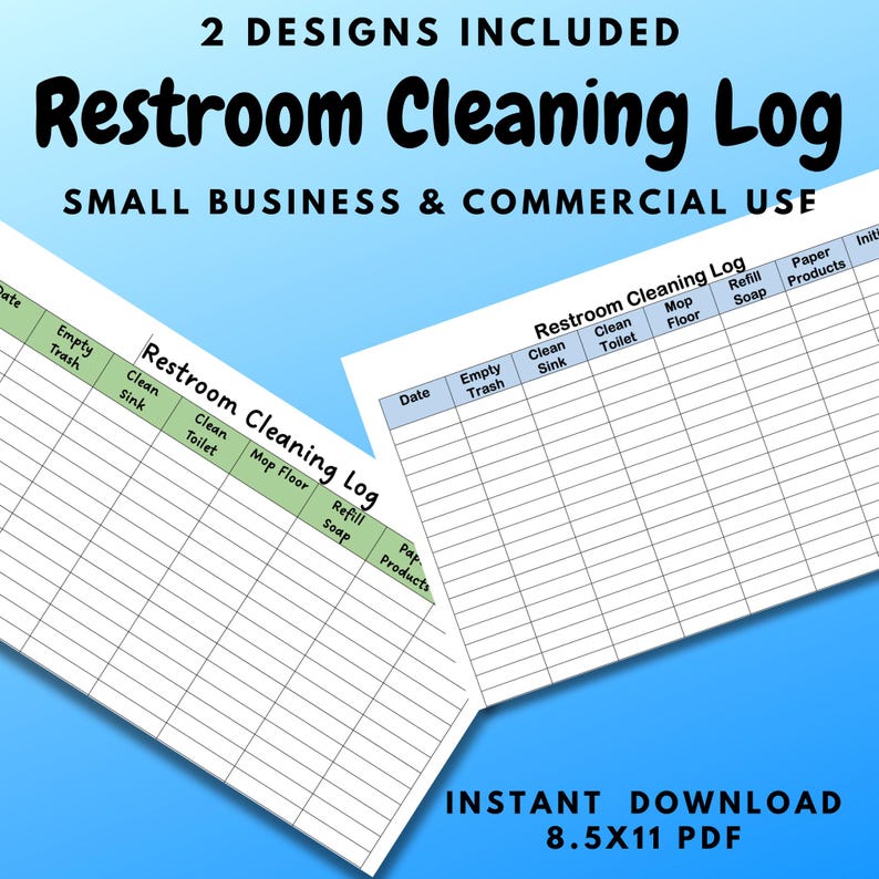 Restroom Use Log Restroom Cleaning Log - Bathroom Checklist - Etsy