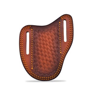 Custom Leather Sheath Slanted Pancake Tooled Leather Sheath/Trapper Knife Sheath/Hunting Knife Sheath 100% Real Laether Both Side Carry