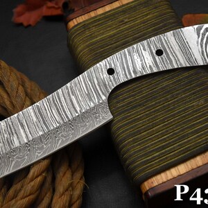 Custom Damascus Steel Blank Blade Cleaver Hunting Knife Handmade Knife Making Supply Damascus Knife maker's Blade