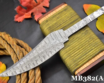 Custom 10.4"OAL Damascus Steel Blank Blade Hunting Knife Handmade (MB382-A)