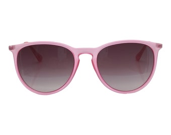 Vintage Sonnenbrille Damen Panto Form Brille Pink Transparent Ovales Design Lila Verlaufsgetönt Festivalbrille Luxxada ®