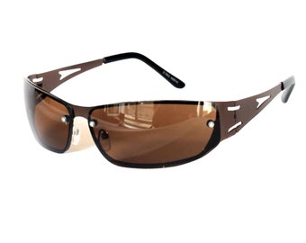 Lunettes de sport lunettes de soleil marron / lunettes de sport automobile étroites / femmes hommes lunettes raver / lunettes de festival marron cuivré / lentilles UV400