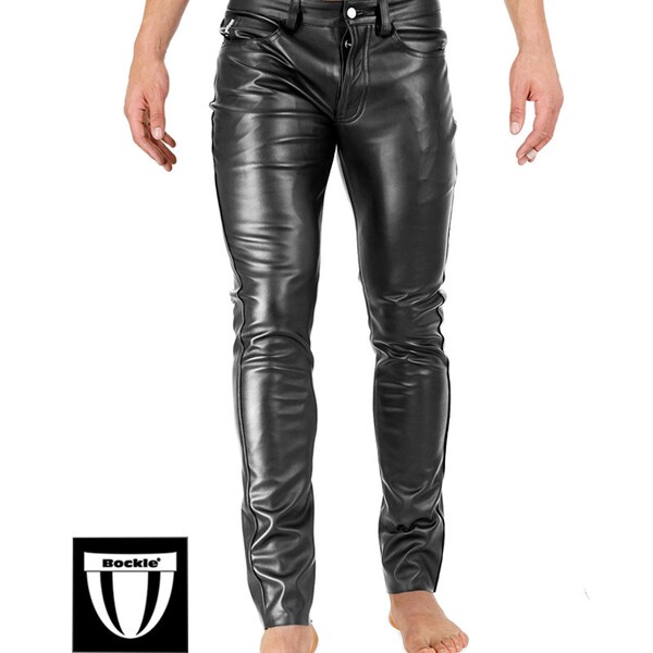 Bockle Super Skinny Faux Button  Kunstlederhose KustLederjeans