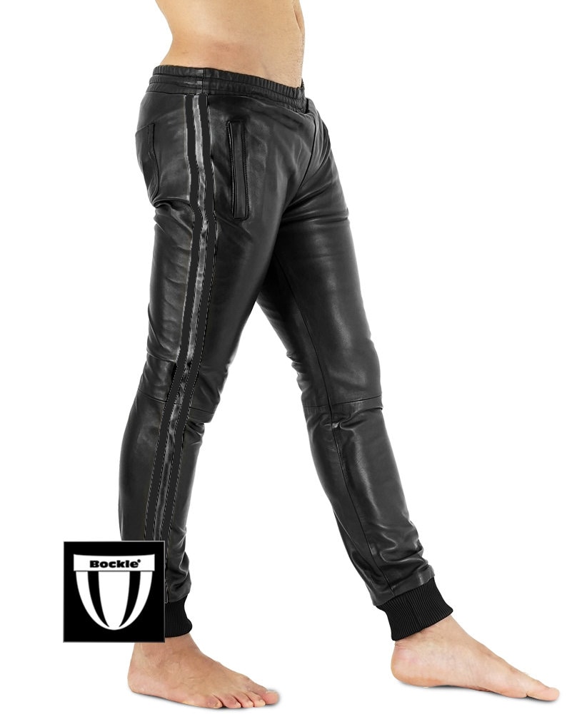 Bockle Big Cheeker Rhre Schwarze Herren Lederhose Tube Rhre Skinny Slim Fit Herren Leder Jeans
