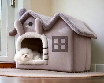 Cute dog house - pet bed - cozy dog cave - cat cave - dog sleeping place - soft dog villa