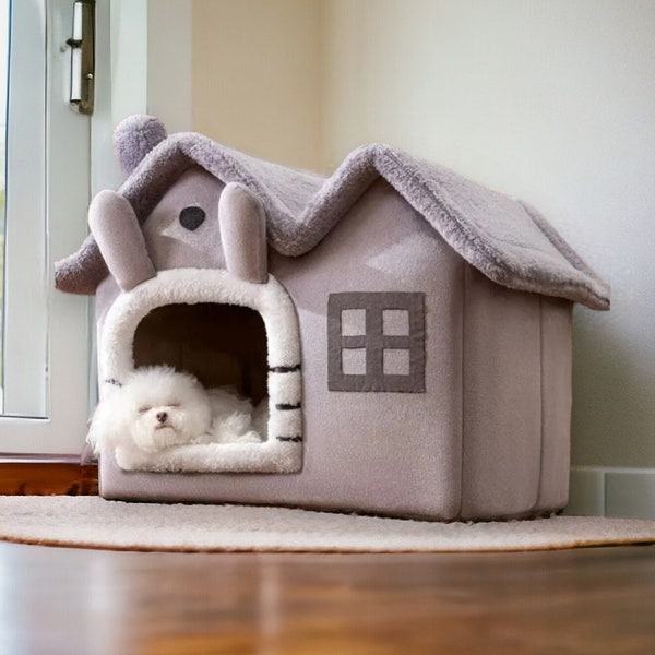 Cute dog house - pet bed - cozy dog cave - cat cave - dog sleeping place - soft dog villa