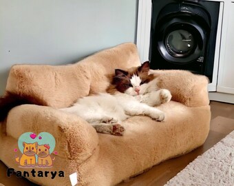 Flauschiges Katzen Bett - Haustier Bett - Katzen Couch - Katzen Schlafplatz - weiches Katzenbett - Haustier Geschenk