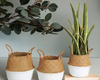 Handmade Woven Plant, Flower Basket | Laundry Basket, Woven Storage Basket, Hand Woven, Large Basket, Medium Basket, Small Basket