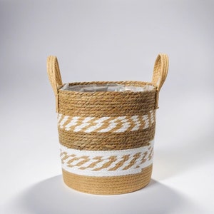 Handmade Boho Wicker Basket With Handle Straw Basket, Wicker Kitchen Basket, Woven Wall Basket, Large Woven Basket,Woven Basket Wall Decor Style 3