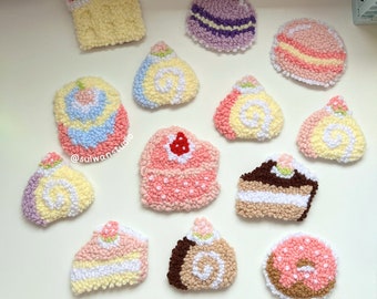 Vintage cake heart cute mug rug, handmade macaroon trinket tray pastel coquette coaster, custom trendy y2k cup holder kawaii gift for her