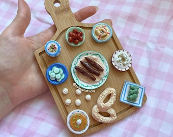 Levantine food wall art, miniature clay mezze, Lebanese Palestinian Syrian hanging artwork, Arab restaurant decor, Middle Eastern cuisine