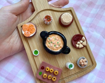 South Asian food wall art, Pakistani Bengali Indian cuisine hanging, miniature clay jalebi samosa pans puri artwork, desi restaurant decor