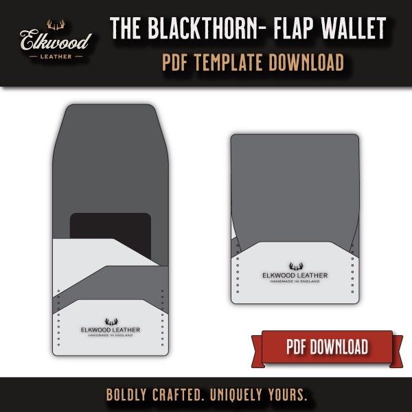 Leather Flap Wallet Pattern PDF Template - Downloadable Printable DIY Pattern - Digital Download leather cardholder wallet- instant download
