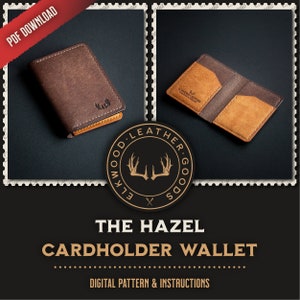 Leather PDF Pattern Cardholder. Downloadable Printable DIY Template, minimalist wallet. Handmade - The Hazel Digital Download (PDF Template)