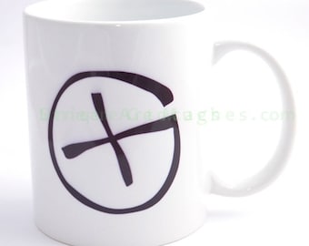 Geocaching mug with Geocaching logo sign. Ceramics 8 oz (350 ml) size cup- a perfect gift for geocacher