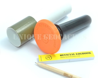 Handmade boundary mark sneaky evil Geocaching container with logbook handmade, geocache, cache with PET tube petling