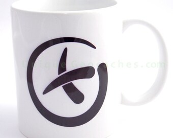 Geocaching mug with Geocaching game logo sign. Ceramics 8 oz (350 ml) size cup- a perfect gift for geocacher