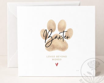Personalised Pet Loss Card | Custom Name and Message Dog Bereavement Greeting Card | Pet Sympathy | Dog Memorial Keepsake